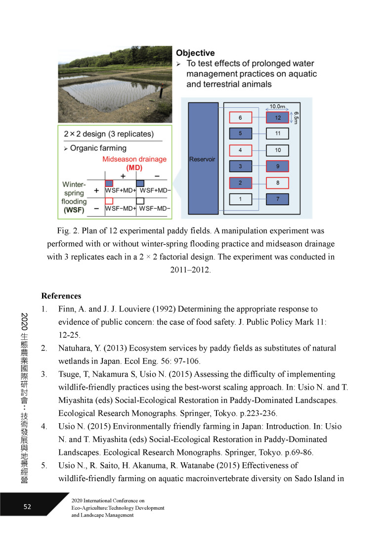 Effectiveness of Wildlife-Friendly Farming on Paddy Field Biodiversity: A Case of Sado Island in Central Japan (友善野生動植物農耕對水稻田生物多樣性的效益：以日本中部佐渡島為例)-6