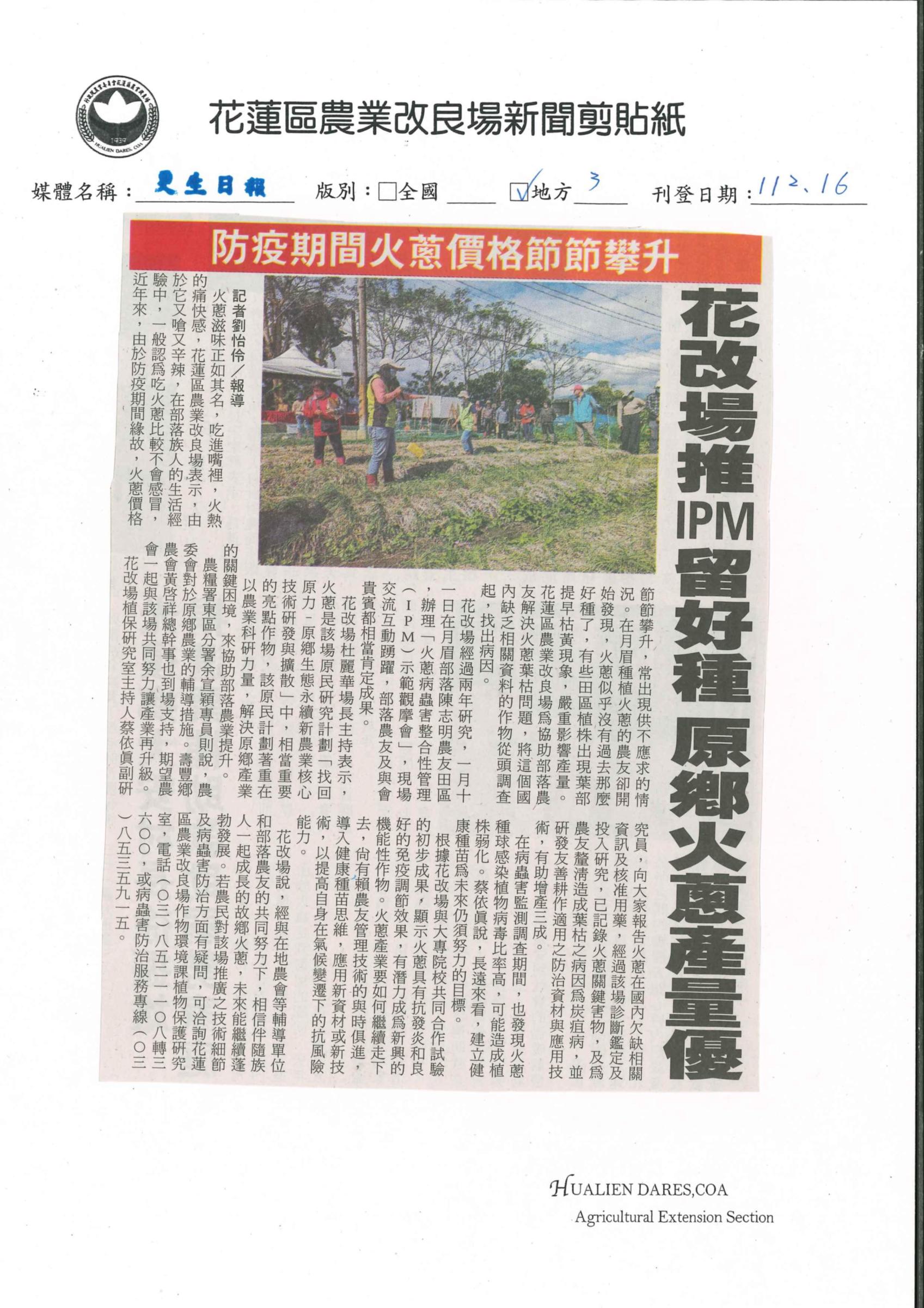 防疫期間火蔥價格節節攀升 花改場推IPM留好種 原鄉火蔥產量優 防疫期間火蔥價格節節攀升 花改場推IPM留好種 原鄉火蔥產量優