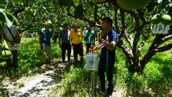 安吉氣象決策資訊有限公司林偉文執行長，介紹果園內智能灌溉系統的園區設置與運作現況