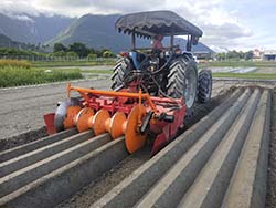 白頭韭菜作畦機田間操作