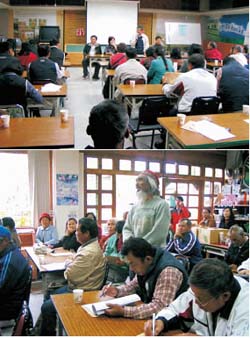 本場舉辦有機栽培技術講習會，現場農友針對課程詢問相關問題